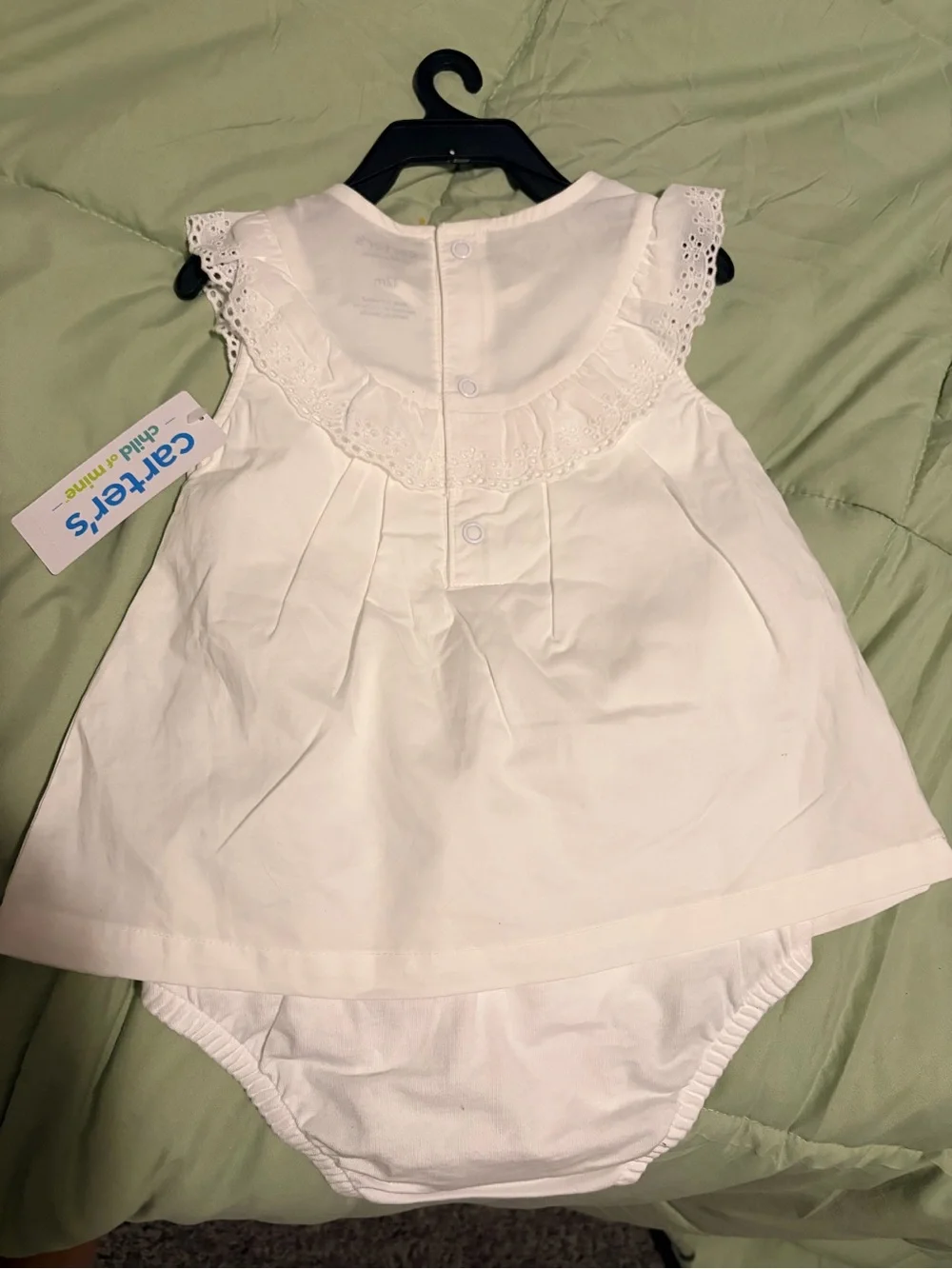 Carter's Cream Eyelet-Trim Baby Dress with Matching Bloomers